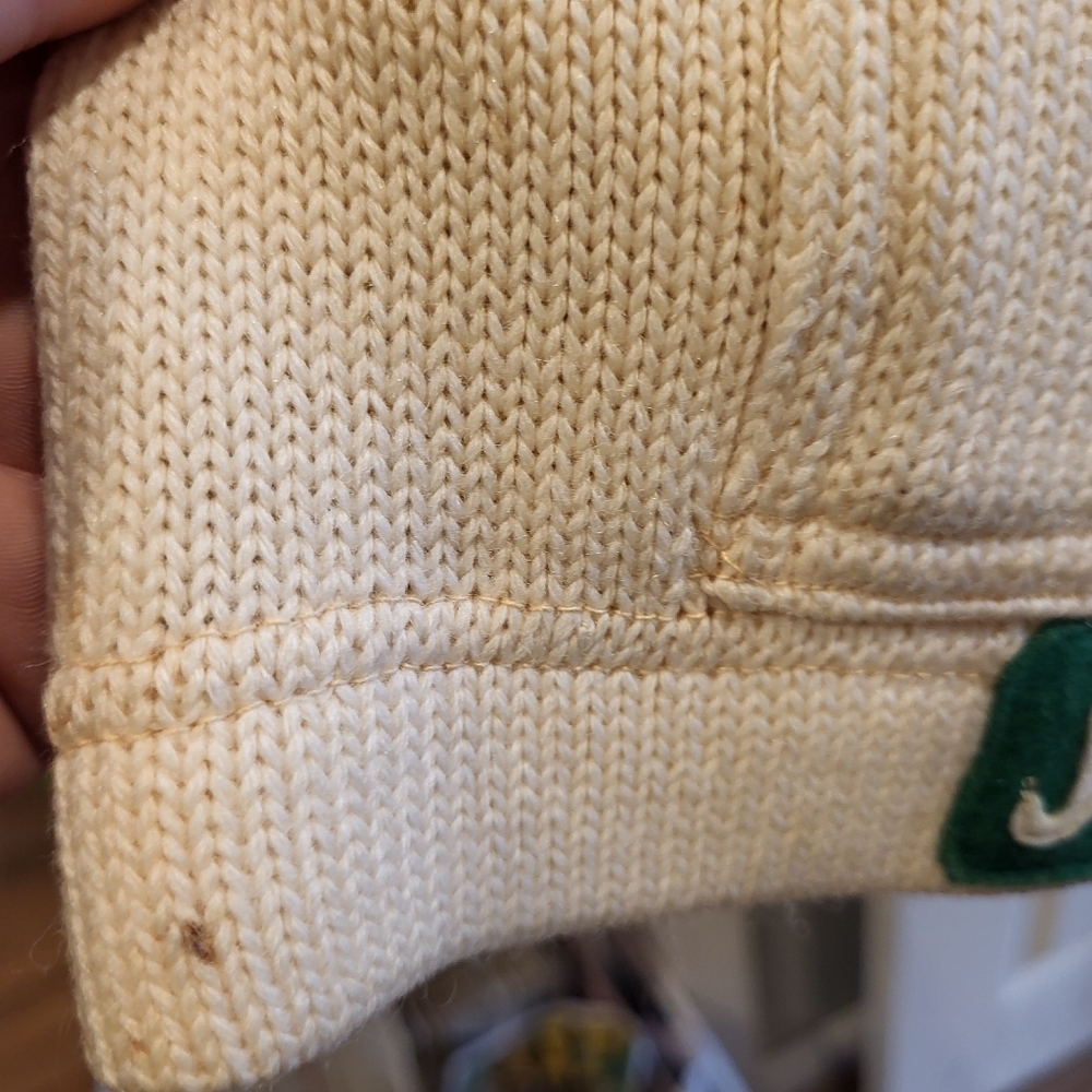 Vintage 1965 Varsity Button Up Letter Sweater Green & White - Picture 7 of 12